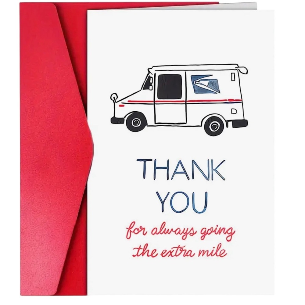 USPS Postal Worker Thank You Card with Red Envelope NEW - Picture 5 of 10